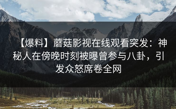 【爆料】蘑菇影视在线观看突发：神秘人在傍晚时刻被曝曾参与八卦，引发众怒席卷全网