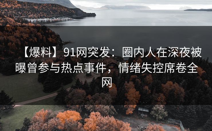【爆料】91网突发：圈内人在深夜被曝曾参与热点事件，情绪失控席卷全网