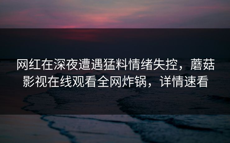 网红在深夜遭遇猛料情绪失控，蘑菇影视在线观看全网炸锅，详情速看