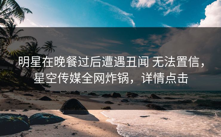 明星在晚餐过后遭遇丑闻 无法置信，星空传媒全网炸锅，详情点击