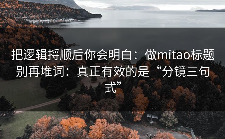 把逻辑捋顺后你会明白：做mitao标题别再堆词：真正有效的是“分镜三句式”
