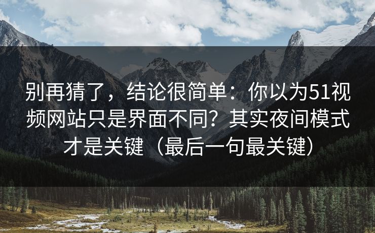 别再猜了，结论很简单：你以为51视频网站只是界面不同？其实夜间模式才是关键（最后一句最关键）