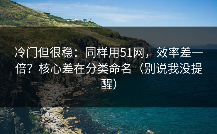 冷门但很稳:同样用51网,效率差一倍?核心差在分类命名(别说我没提醒) 冷门但很稳:同样用51网,效率差一倍?核心差在分类命名(别说我没提醒)