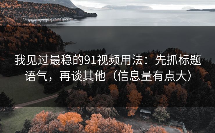 我见过最稳的91视频用法：先抓标题语气，再谈其他（信息量有点大）